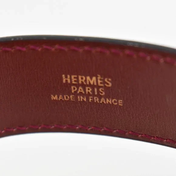 HERMES "Artemis": Scarlet Red, Leather & Gold "H" Logo Bracelet (ow) - Picture 7 of 10